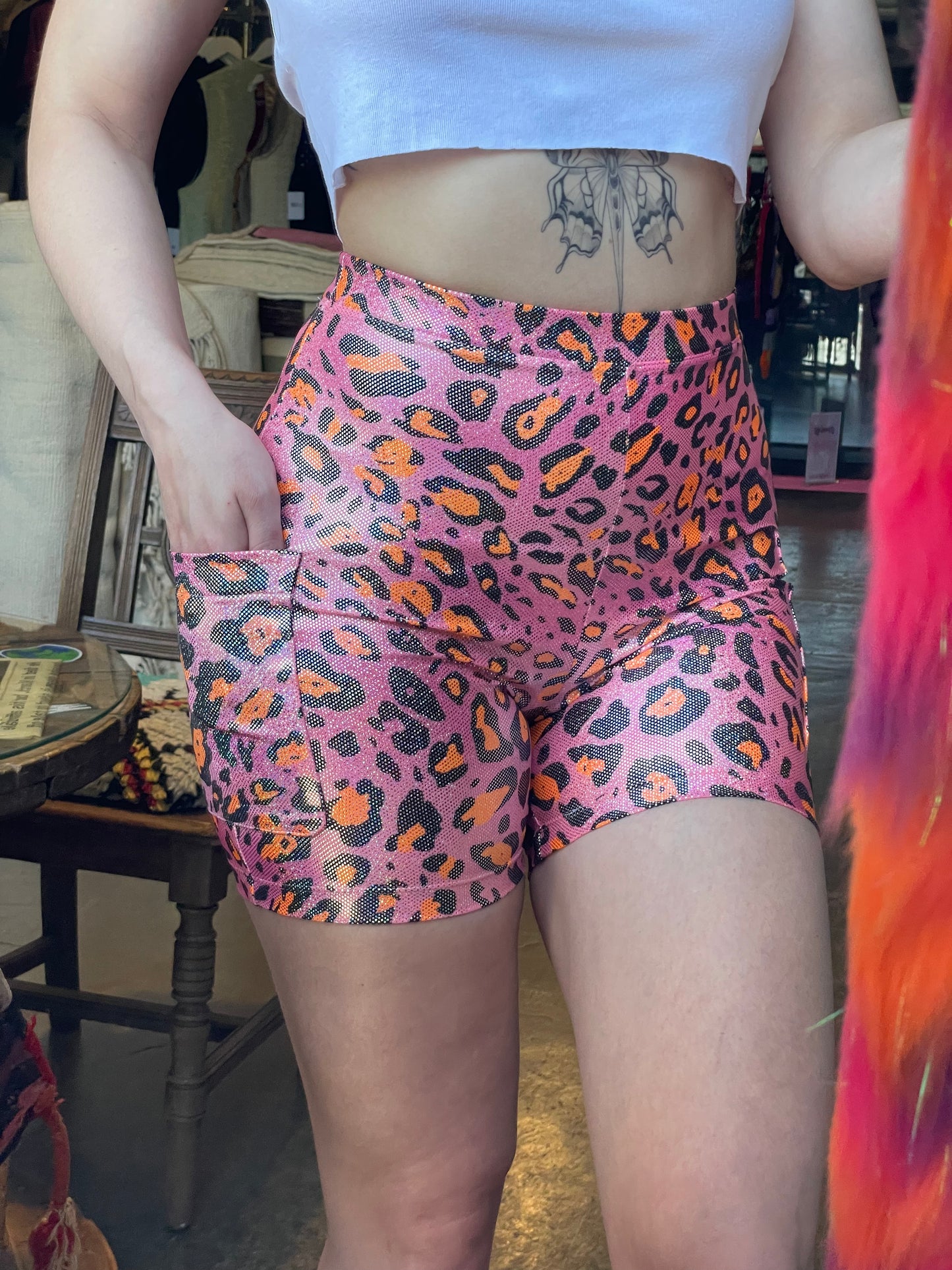 Leopard Pocket Biker Shorts